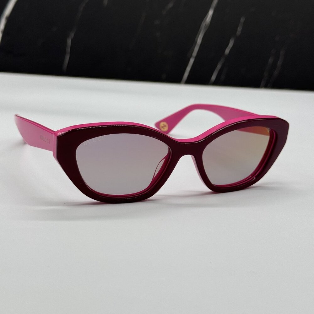 NEW GUCCI GG1638S 003 BURGUNDY FUCHSIA CAT EYE WOMEN SUNGLASSES - Picture 8 of 13